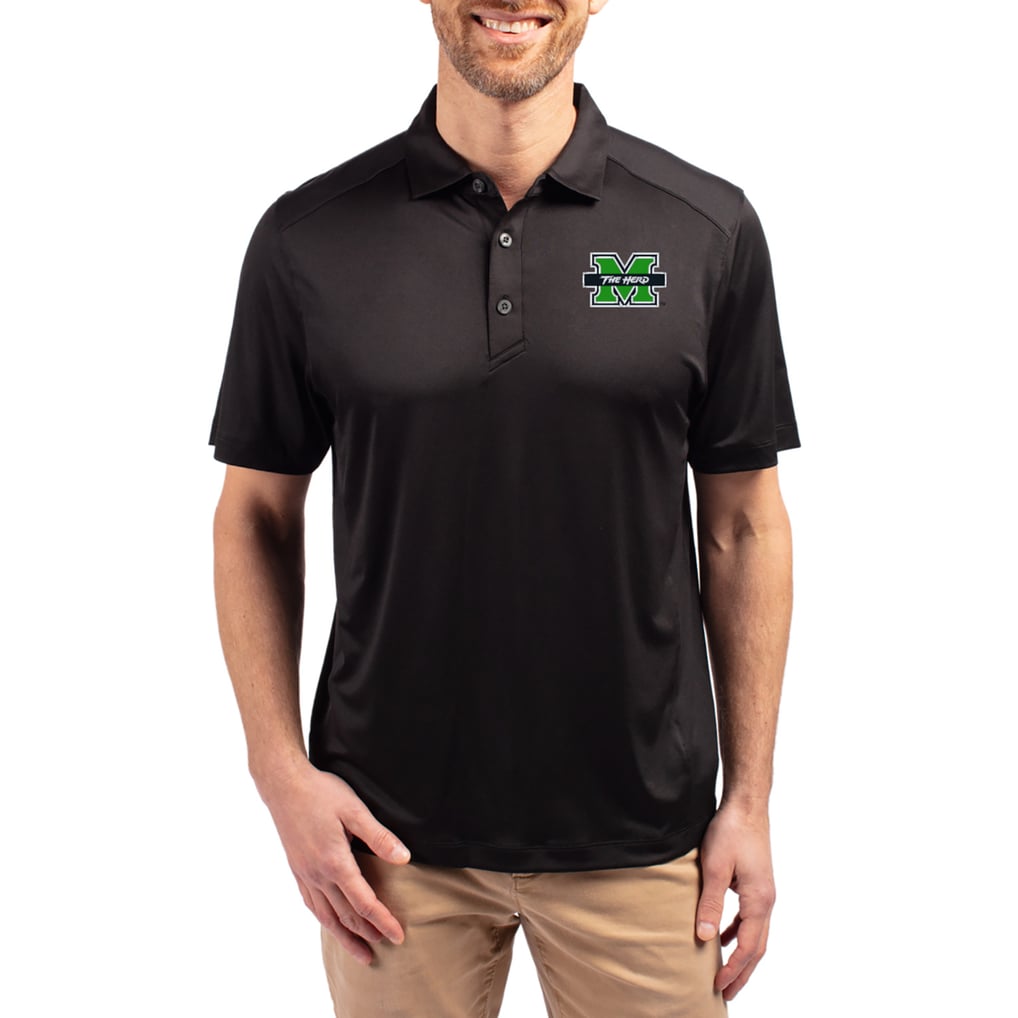  Marshall Thundering Herd Cutter & Buck Forge Eco Stretch Recycled Polo - Black